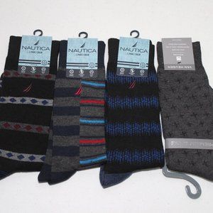 Four Pair Nautica & Van Heusen Men's Dress Socks